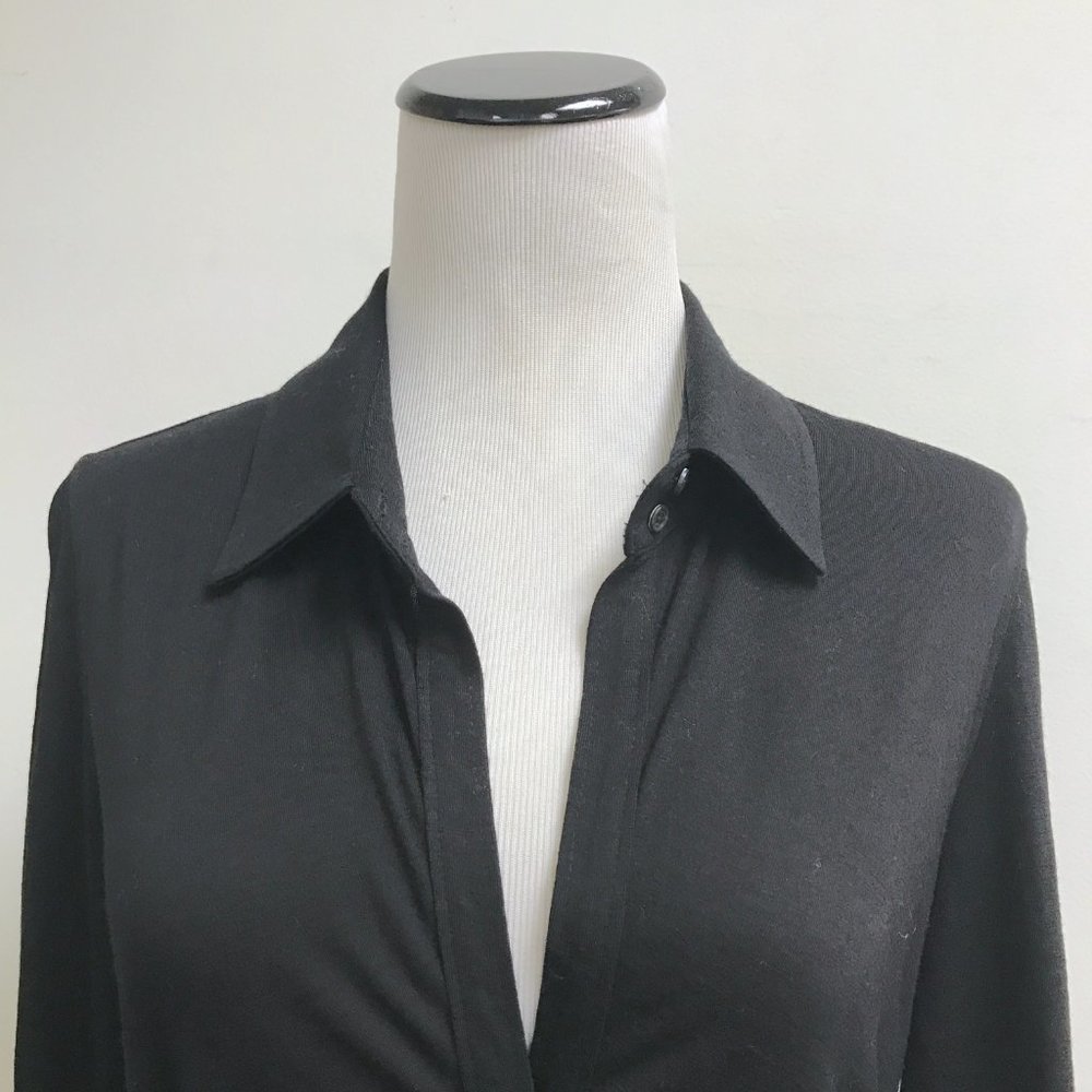 Theory Black Wool Button Up Long Tunic Collared B… - image 2